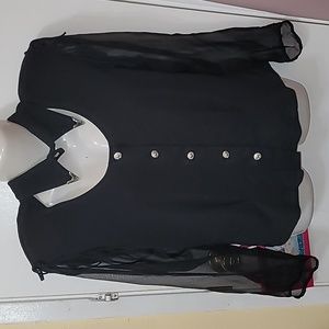 Vintage Impact button down top Western black fringe country black country goth